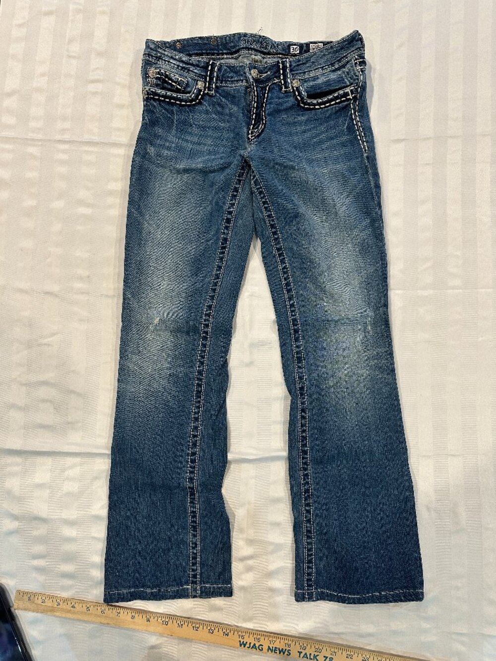 Miss Me Bootcut Jeans Embellished Rhinestone  Pocket Blue Denim JP5118-2